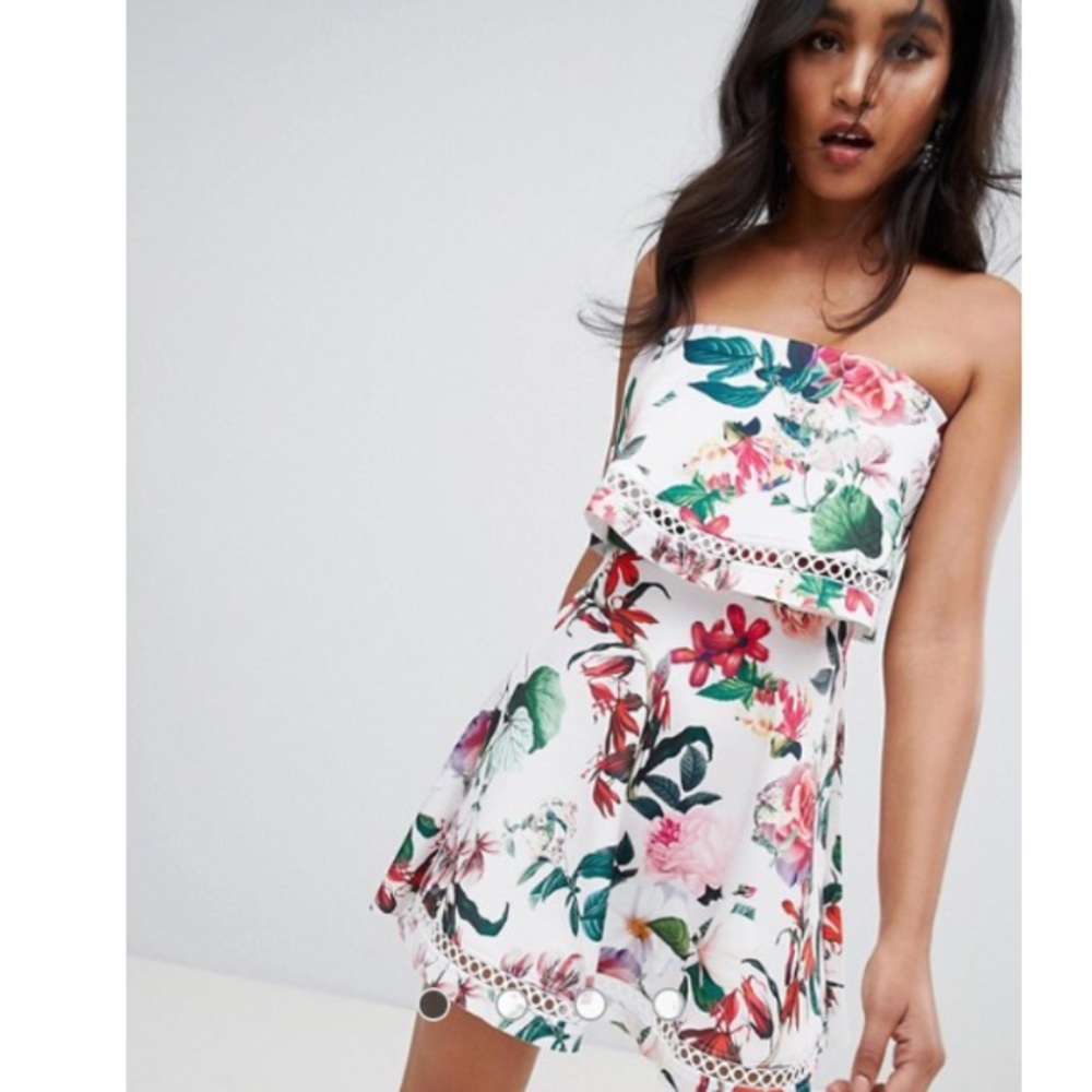 🔥SALE🔥ASOS floral strapless ruffle mini dress